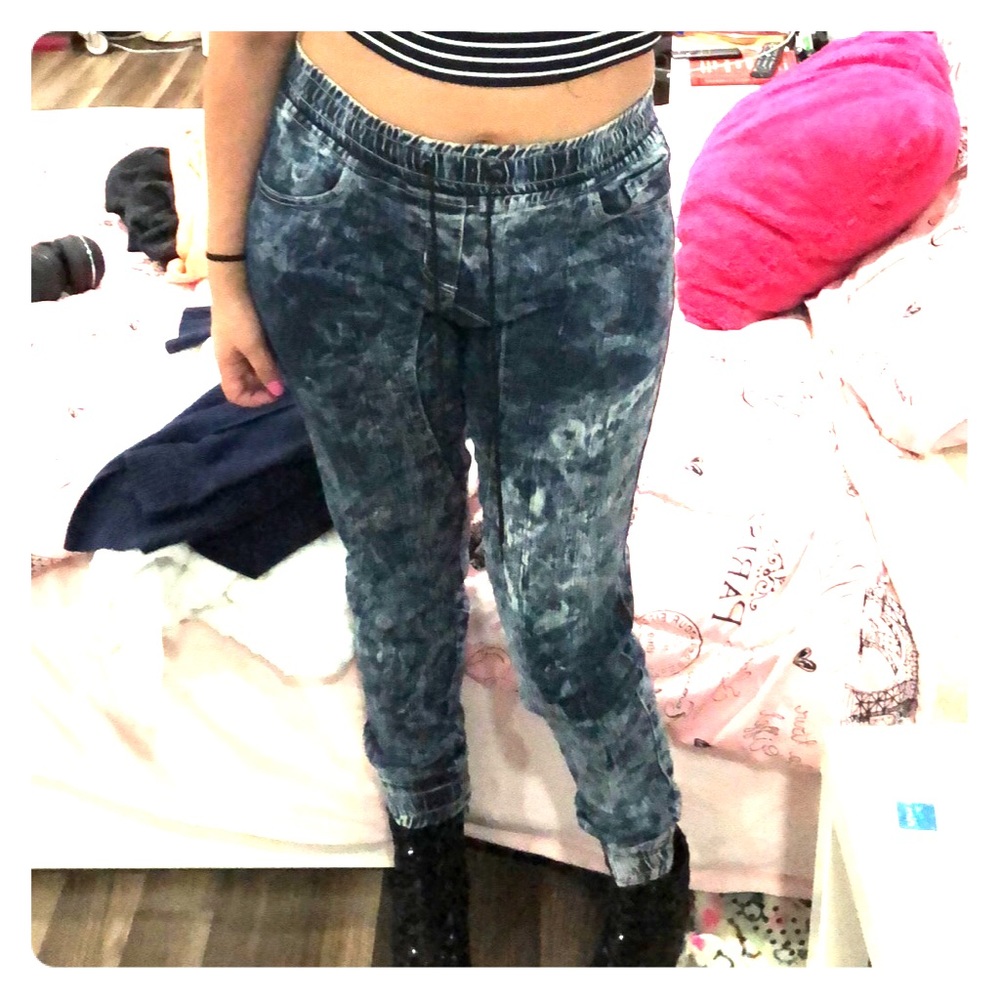 Denim jogger pants